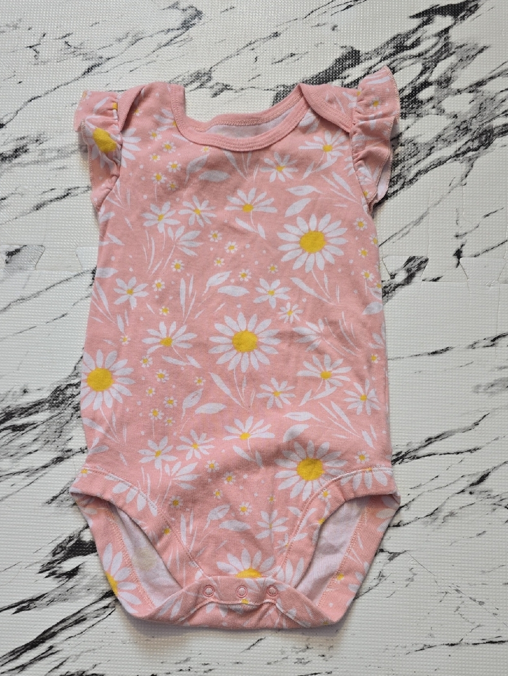 Toddler Pink Daisy Flutter-Sleeve Bodysuit